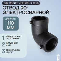 Электросварной отвод 90 градусов 110 мм SDR 11 Иммид