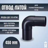 Отвод литой спигот 90 гр Д450 мм SDR17