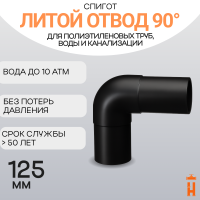Отвод литой спигот 90 гр Д125 мм SDR17