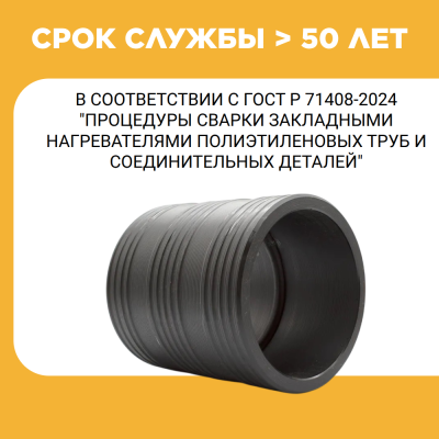Муфта защитная Ду225 для прохода через ж/б колодец ПЭ труб.
